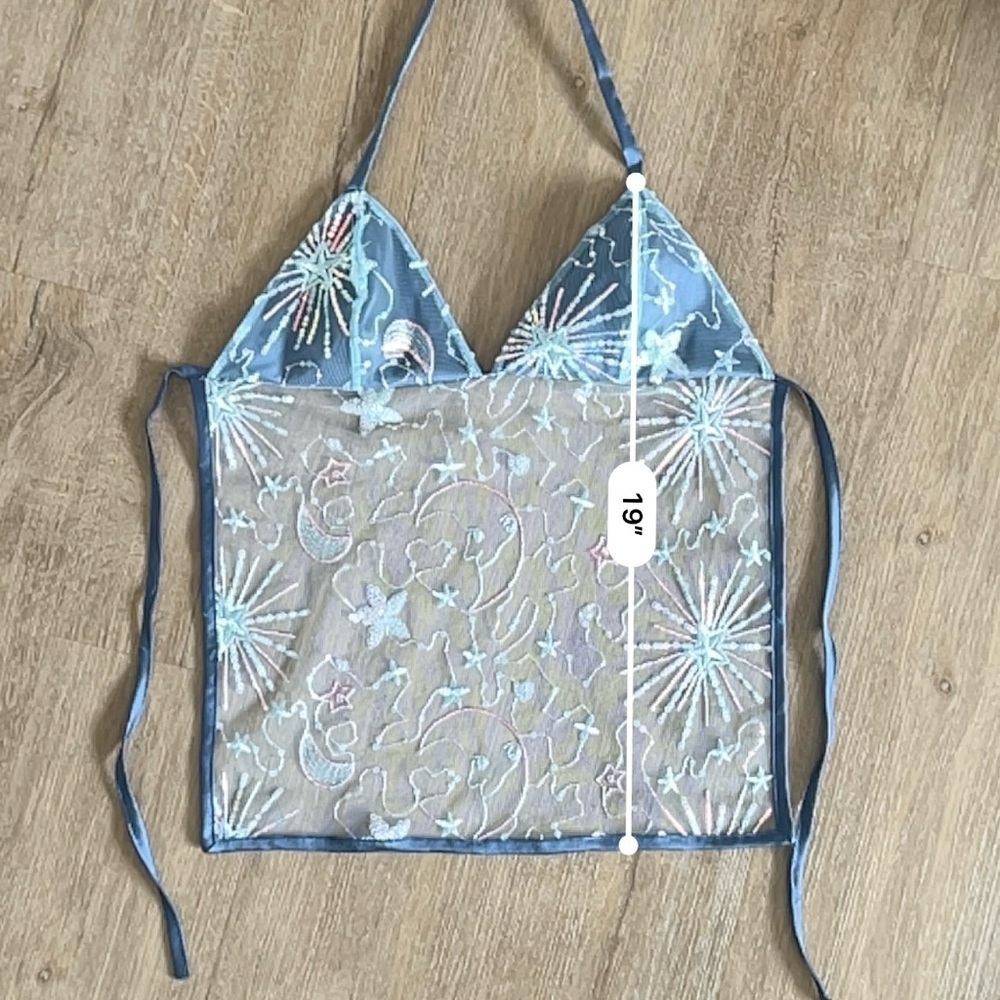 Handmade Y2K Fairycore Mermaid Embellished Halter Babydoll Backless Vest Top - S - Picture 8 of 8